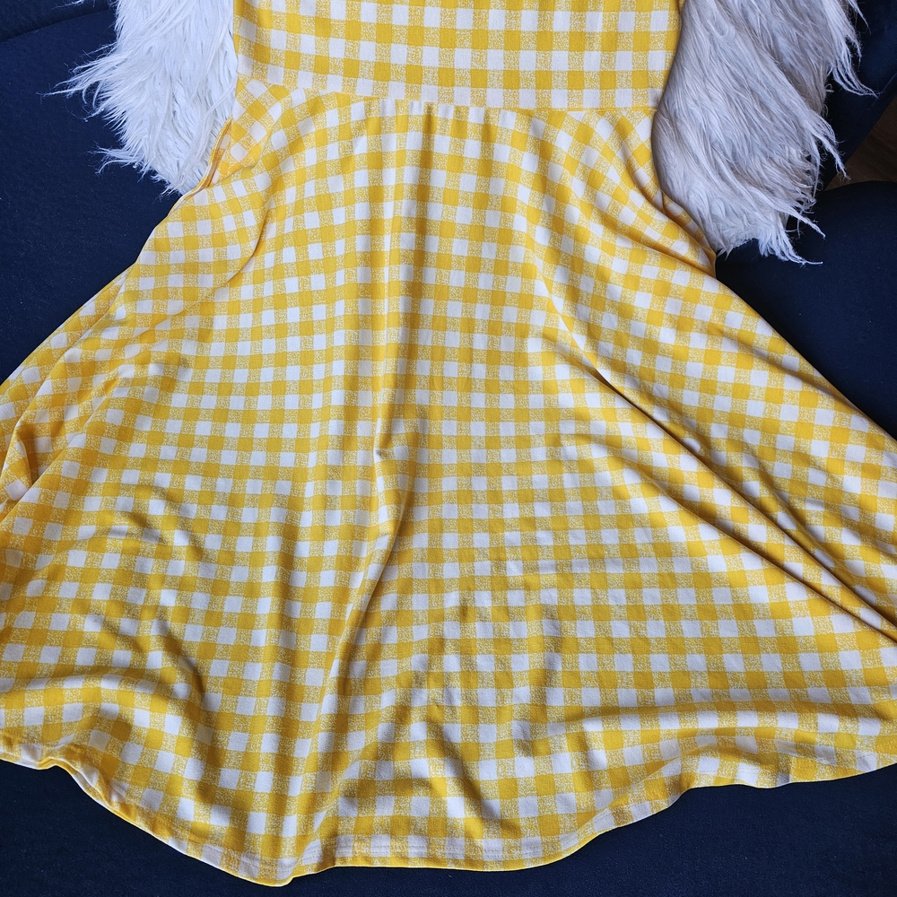 LuLaRoe Yellow Gingham Sleeveless Dress - Picture 5 of 5